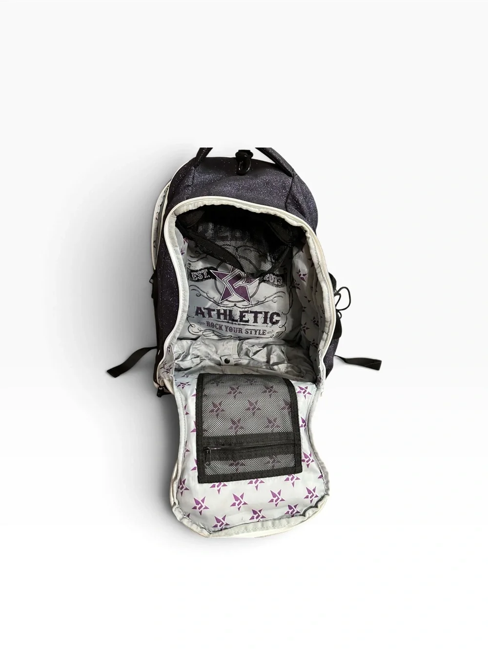 Rebel Girls Dance Stars Rhinestone Medium Backpack Zip Bottle Pocket